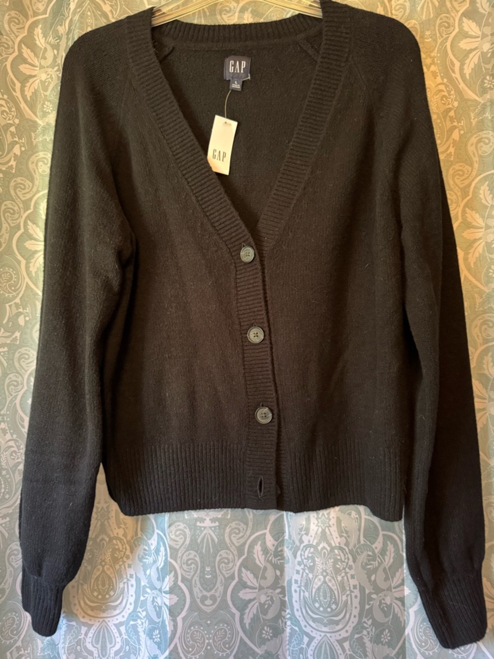 GAP Black V-Neck Button-Front Cardigan